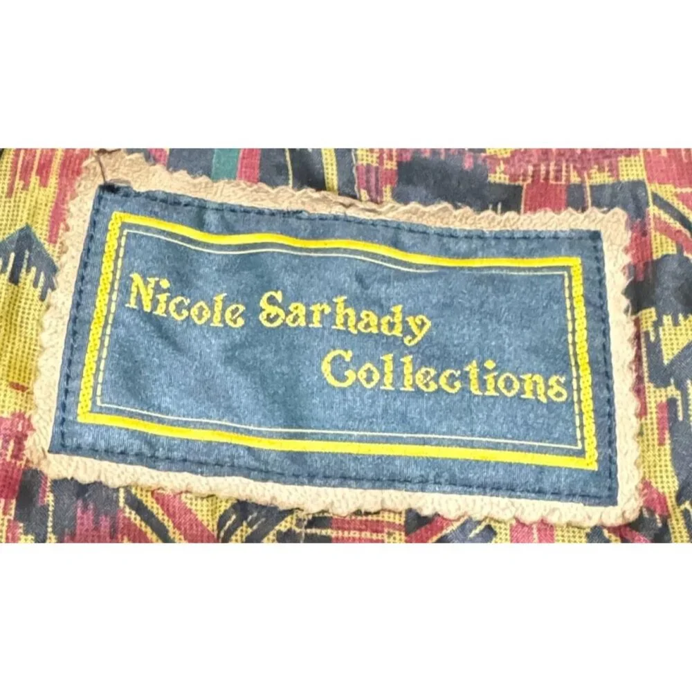 Vtg Nicole Sarhady Leather Duster Jacket Sz M Tan Western Southwestern Womens - Picture 4 of 8